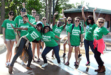 Group kicks up their heels during our GeoTrek team building activity in Bentonville Arkansas