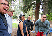 A group shares a laugh during our Pursuit team building activity in Napa California