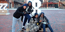 Group poses during our popular GeoTrek team building activity in Baltimore Maryland