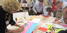 Group collaborates while participating in our Build a Bridge team building activity in Las Vegas Nevada